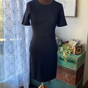 T Tahari black bodycon soft stretch midi dress size 8 classic minimalist capsule